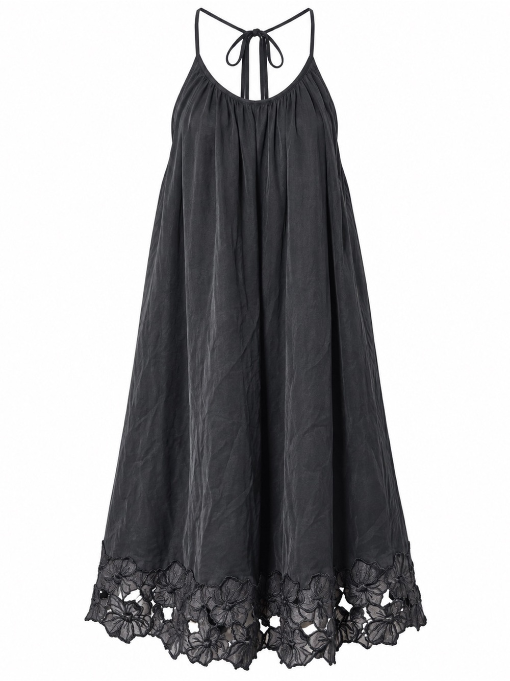 Jessica Simpson Black Floral Lace Hem Swing Dress